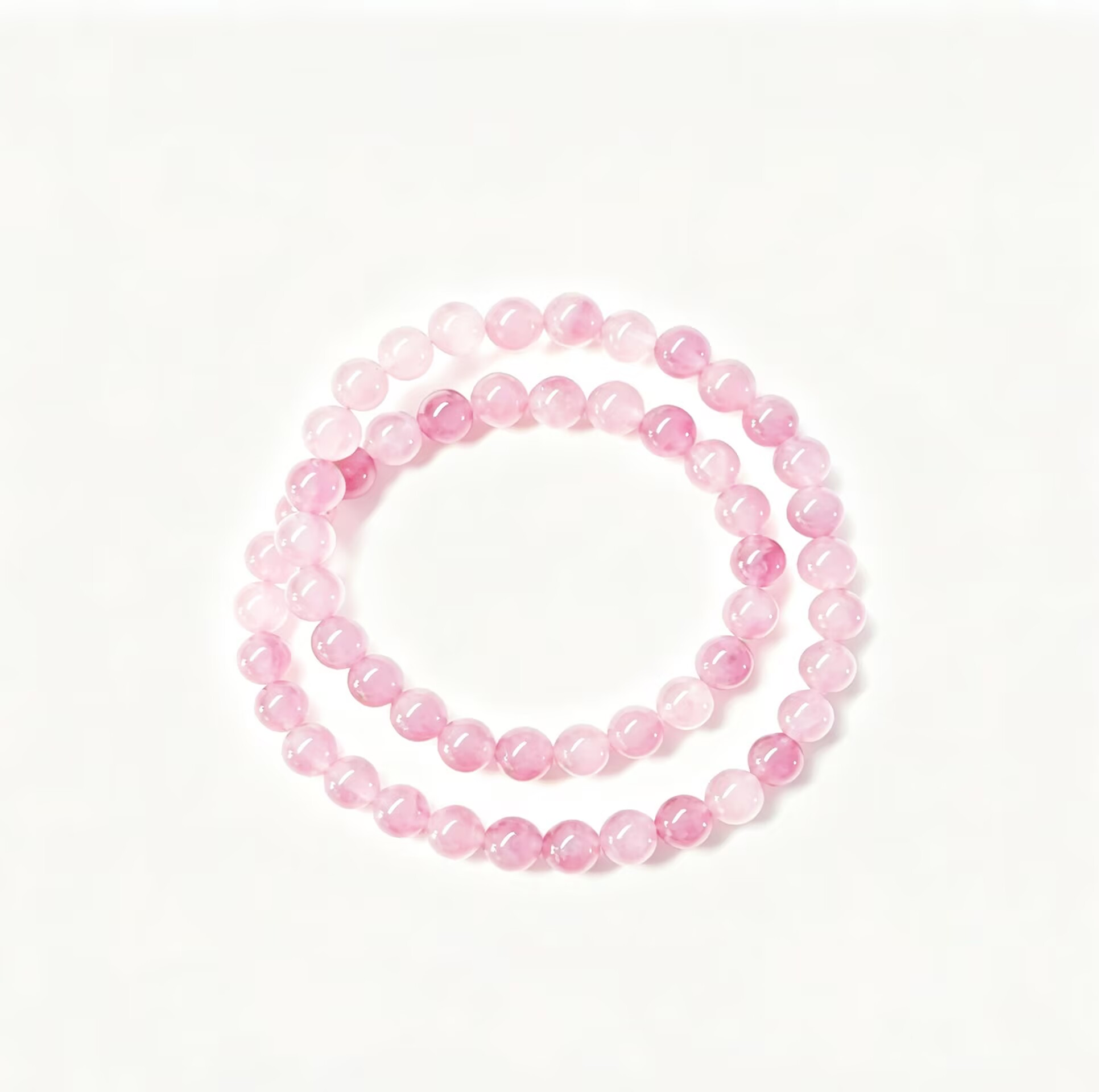 Natural Pink Quartz Double Wrap Bracelet, Love Crystal Beaded Bracelet, Attract True Love