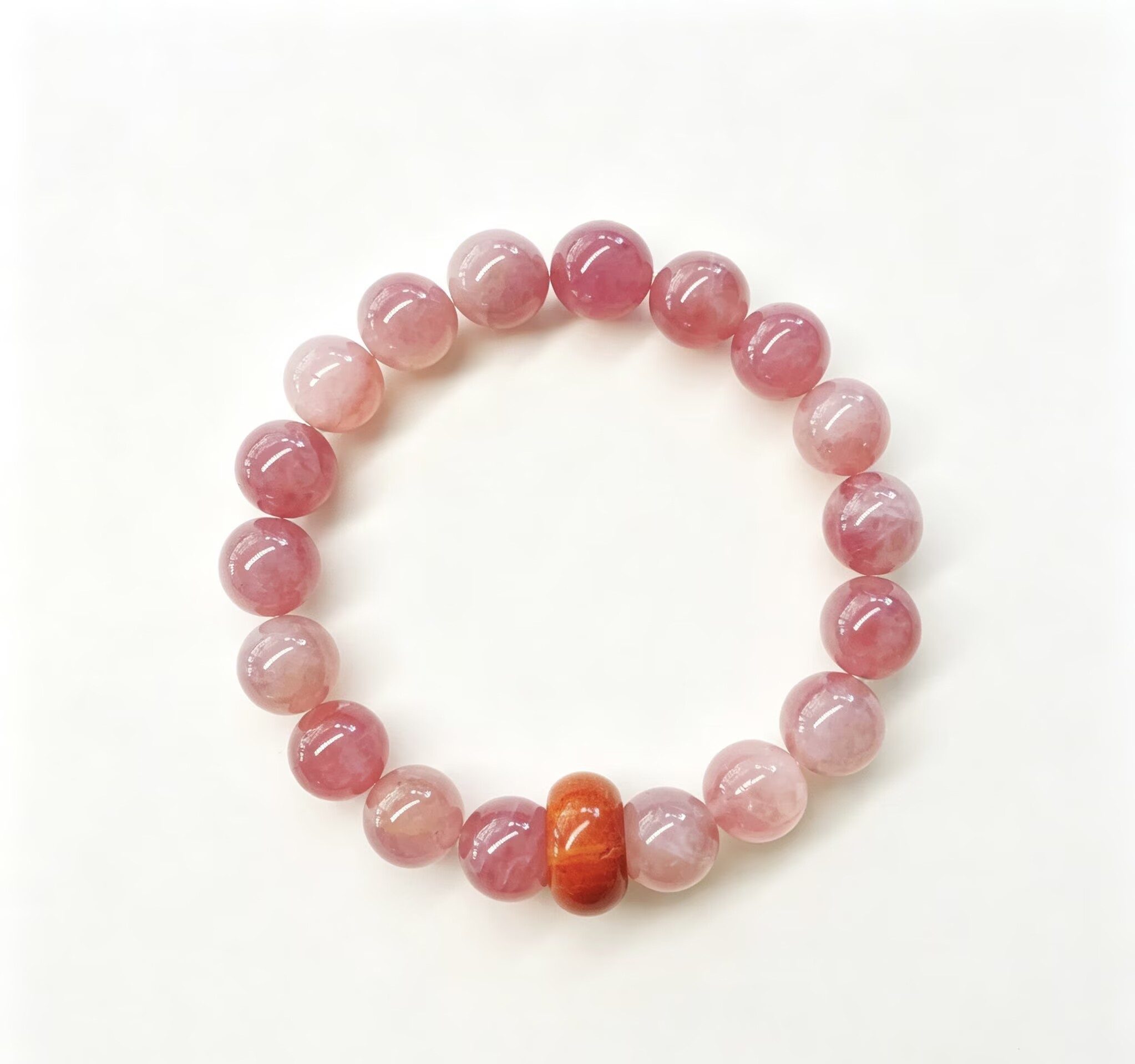 Pink Morganite Bracelet with Wooden Bead