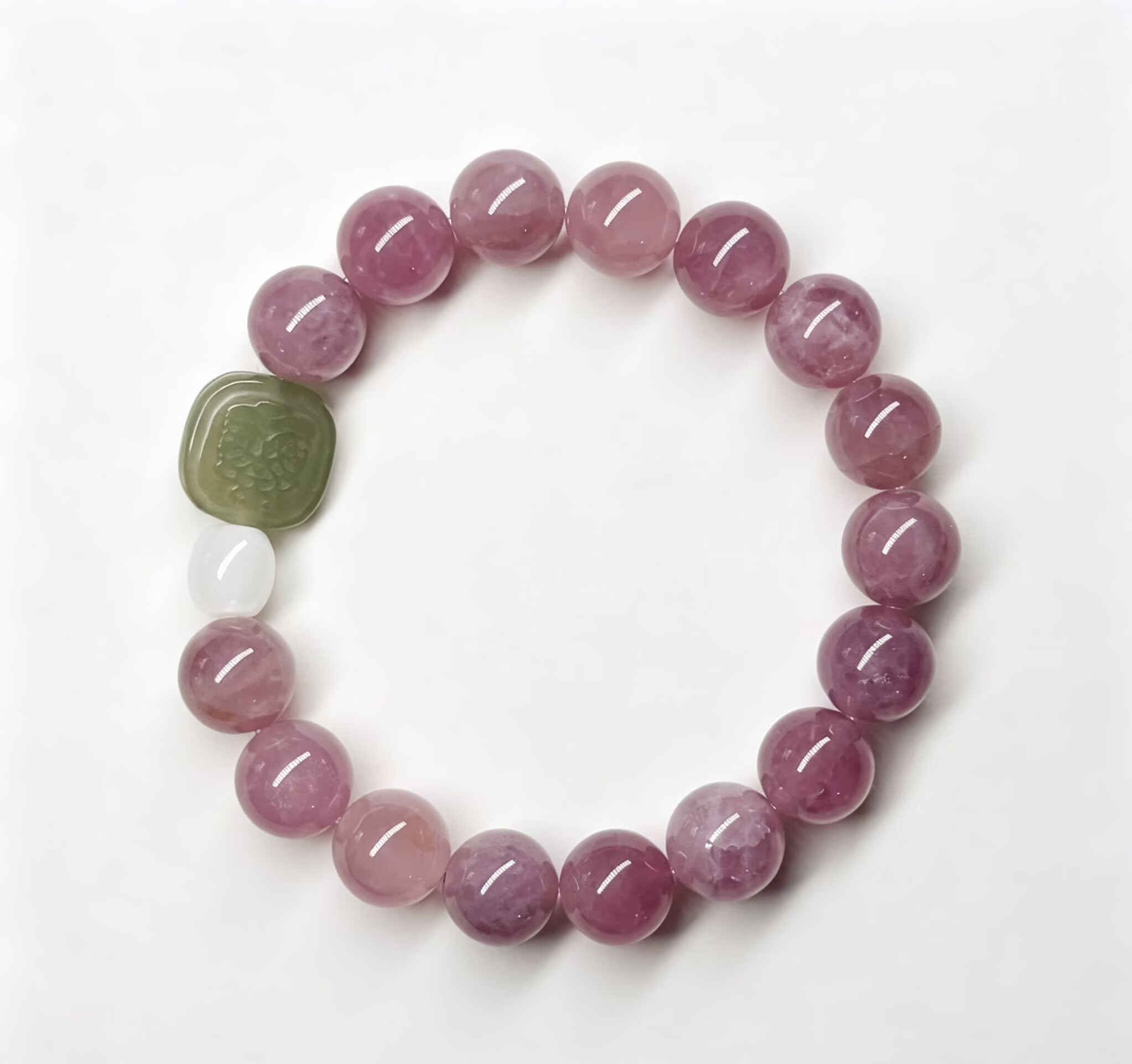 Pink Morganite Bracelet with Hetian Jade
