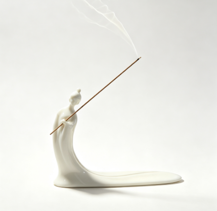 Flowing White Ceramic Incense Holder